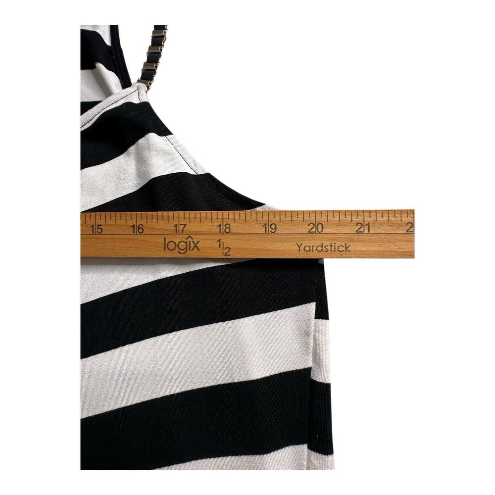 Black and white horizontal striped loose-fitting asymmetrical hem shirt dress XL - Picture 9 of 12